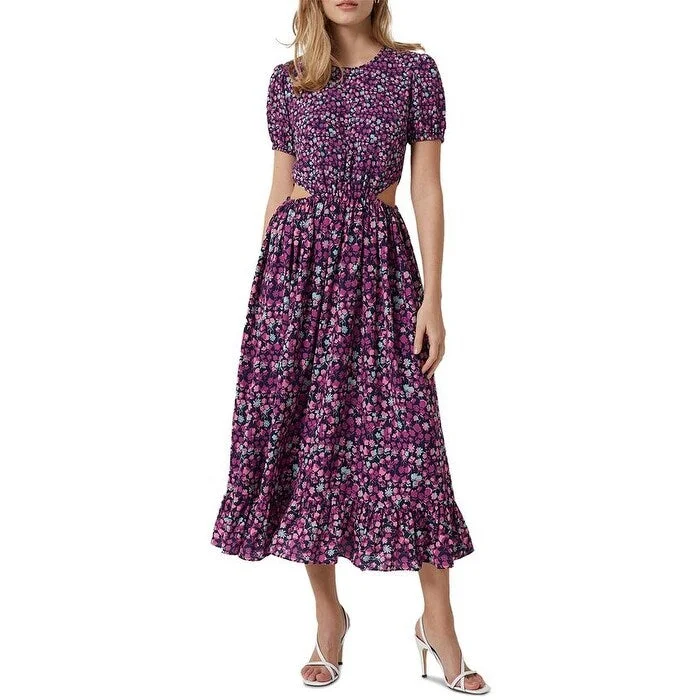 Soft Looks French Connection Women's Printed Cutout Midi Dress Purple Size 6