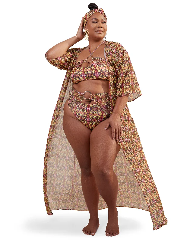 Advanced Customization The Mandin Red/Yellow Tribal Print Floor Length Duster