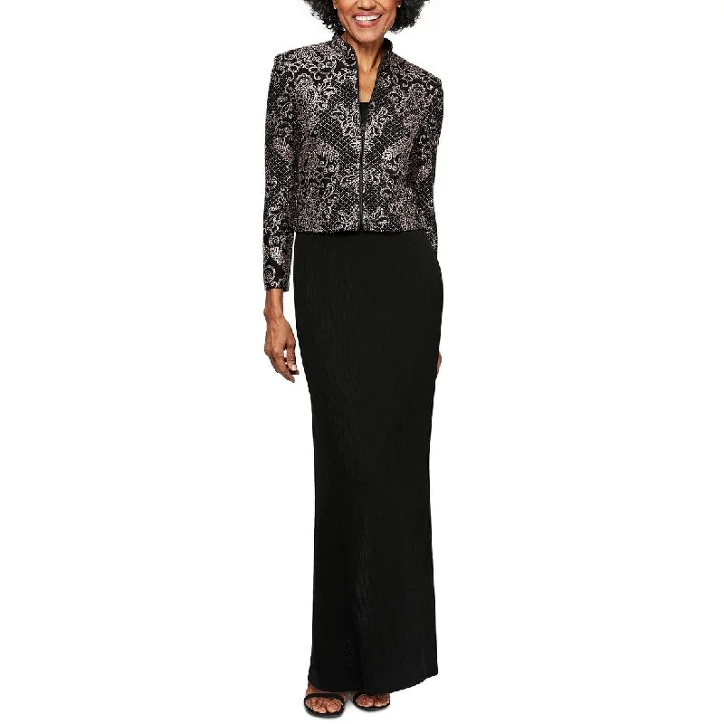 Classic Retro Alex Evenings Women's Column Gown & Jacket Brown Size 8