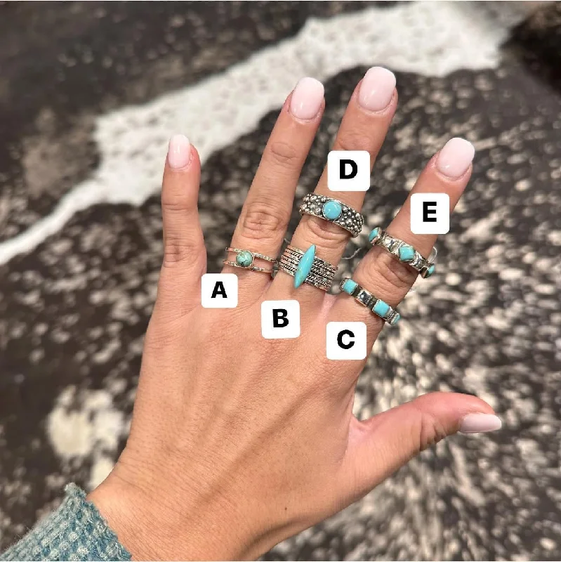 Street Style Suit Turquoise Stone Sterling Rings