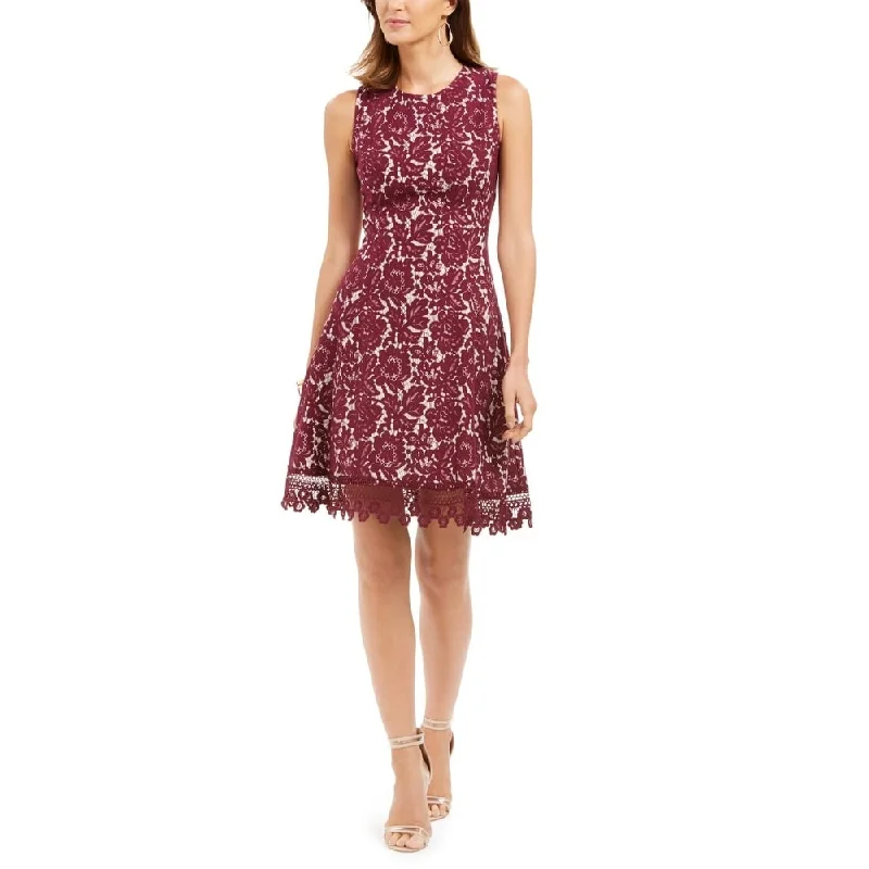 Comfortable And Cold-proof Donna Ricco Women's Sleeveless Lace Dress Red Size 4