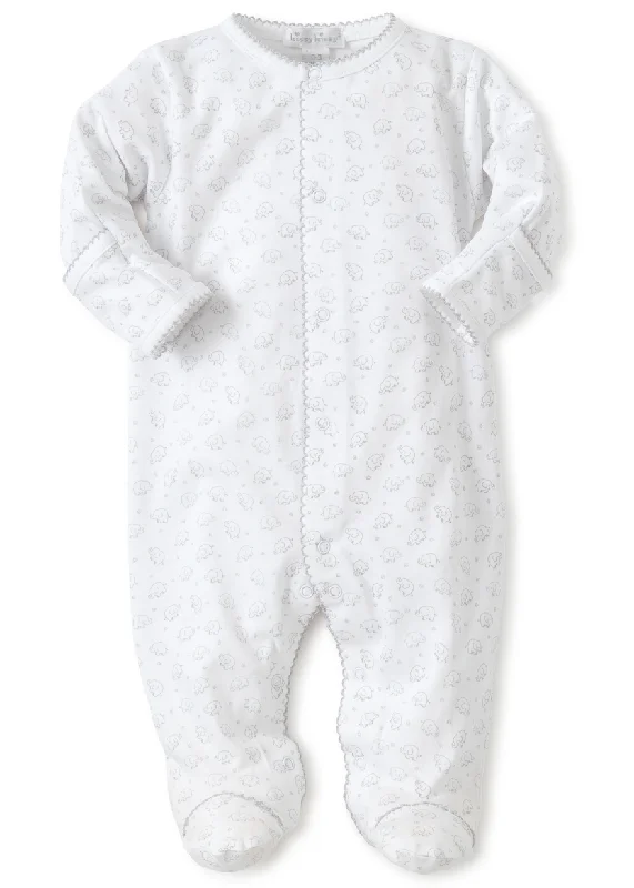 Cozy Fit Wear Kissy Kissy Ele-fun Snap Footie in Silver