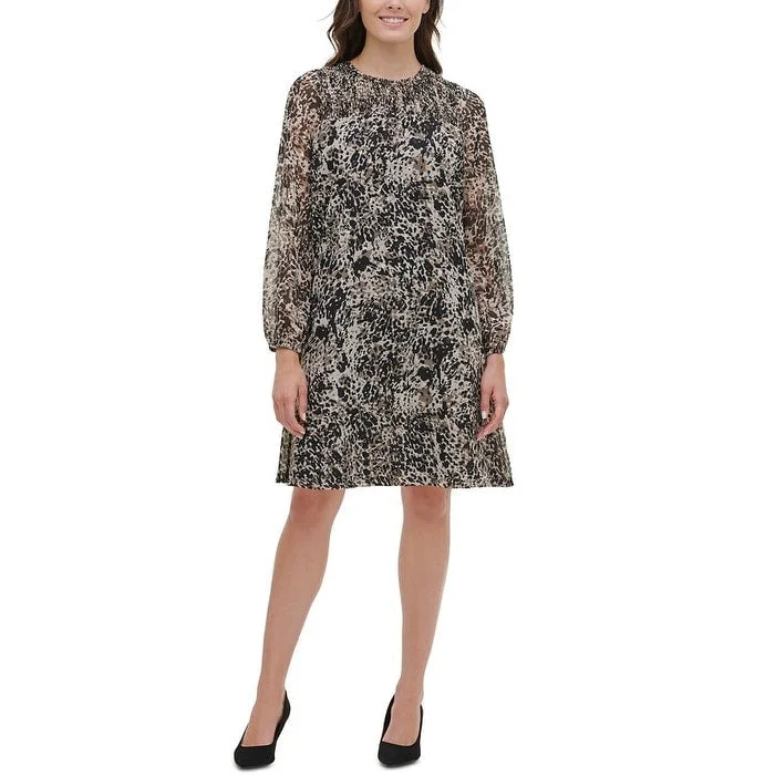 Sports Style Tommy Hilfiger Women's Long Sleeve Above The Knee Trapeze Cocktail Dress Black Size 2