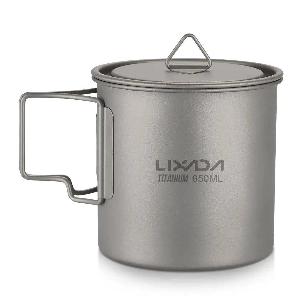 Minimal Comfort Lixada Ultralight Titanium Cup Mug 300/350/550/650ml Outdoor Water Cup Camping Picnic Water Mug Tableware with Foldable Handle