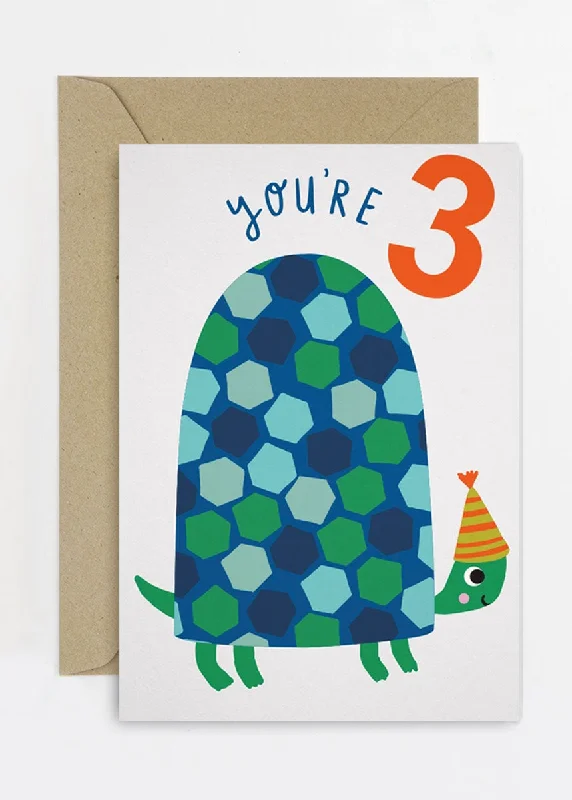 High-end Design Age 3 Turtle Birthday Card