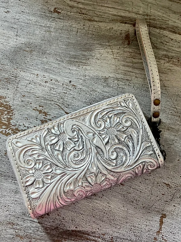 Skirt style Silver Tooled Leather Wallet