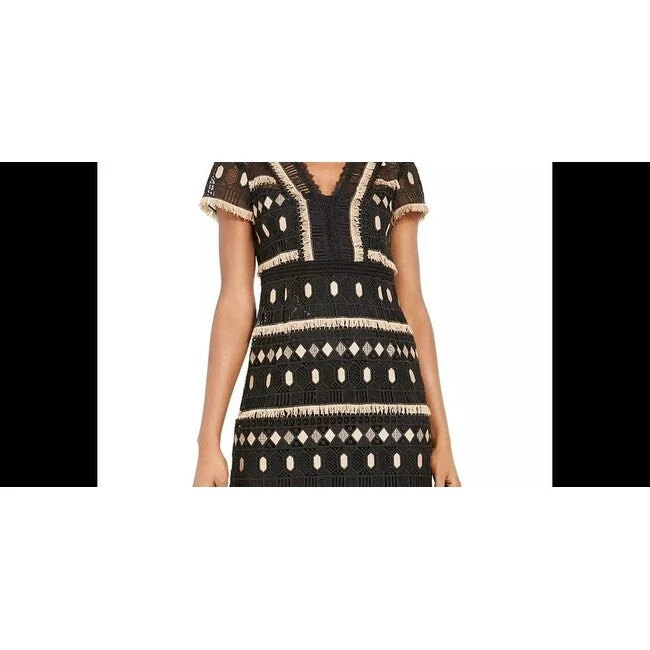 Personalized Wear Nanette Lepore Women's Effortless Geo-Lace Sheath Dress Black Size 4