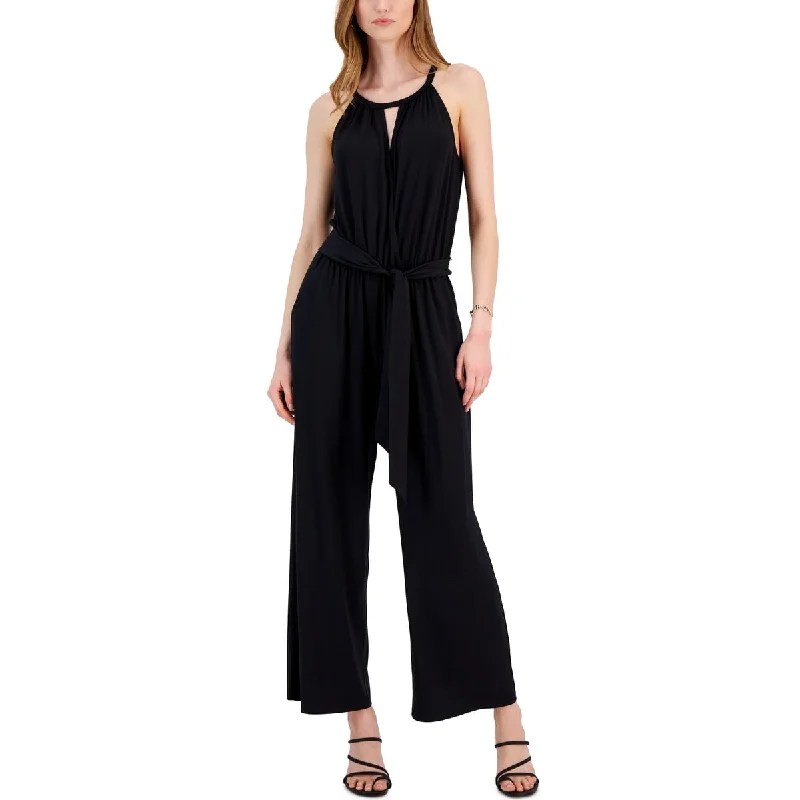Knitted Design Jpr Studio Women's Tie Waist Halter Jumpsuit Black Size Medium