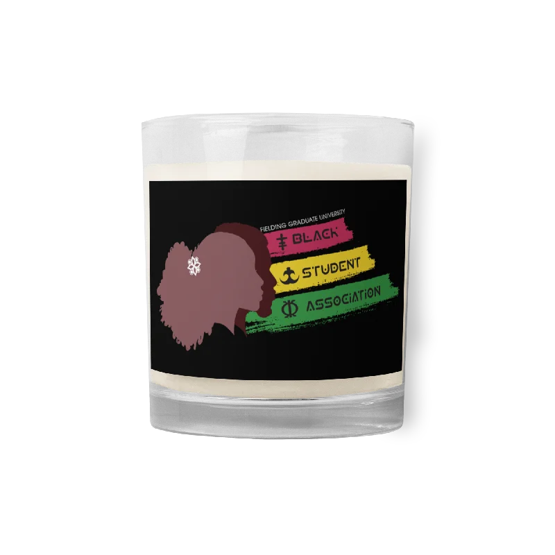 High-quality Styles Glass Jar Soy Wax Candle - Black | Black Student Association Logo
