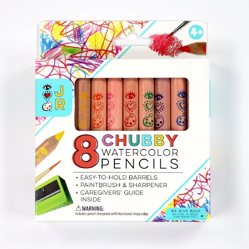 Unique Fashion Bright Stripes 8 Chubby Watercolor Pencils