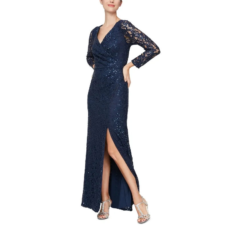 Sweet Breath Alex & Eve Women's Ruched Waist Sequin Dress Blue Size 10