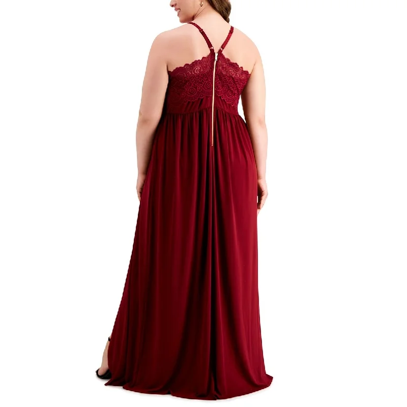 Warm Comfort Emerald Sundae Women's Lace V Neck Full Length Evening Empire Waist Dress Red Size 16