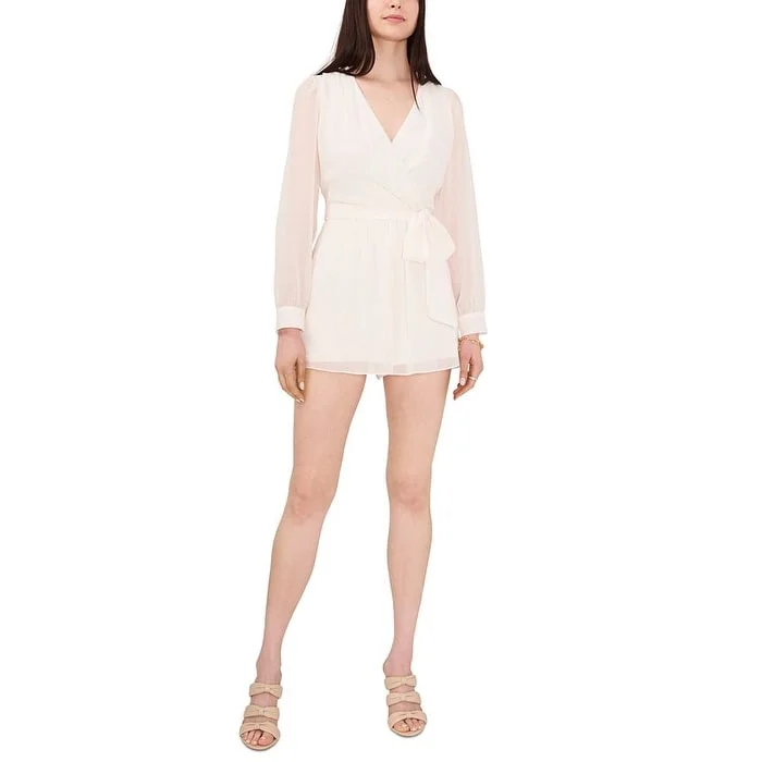 High-end Wear 1.STATE Women's Belted Chiffon Romper Beige