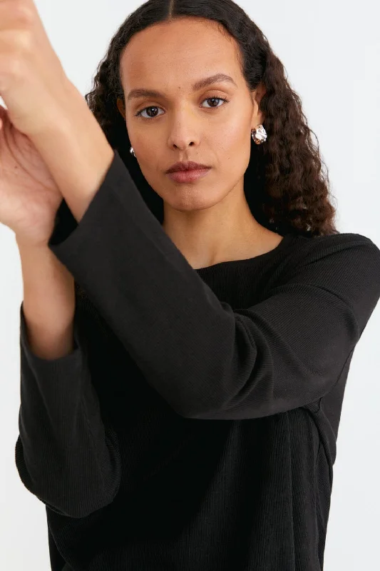 Retro Lace Fabric Ribbed Top Longsleeve Top