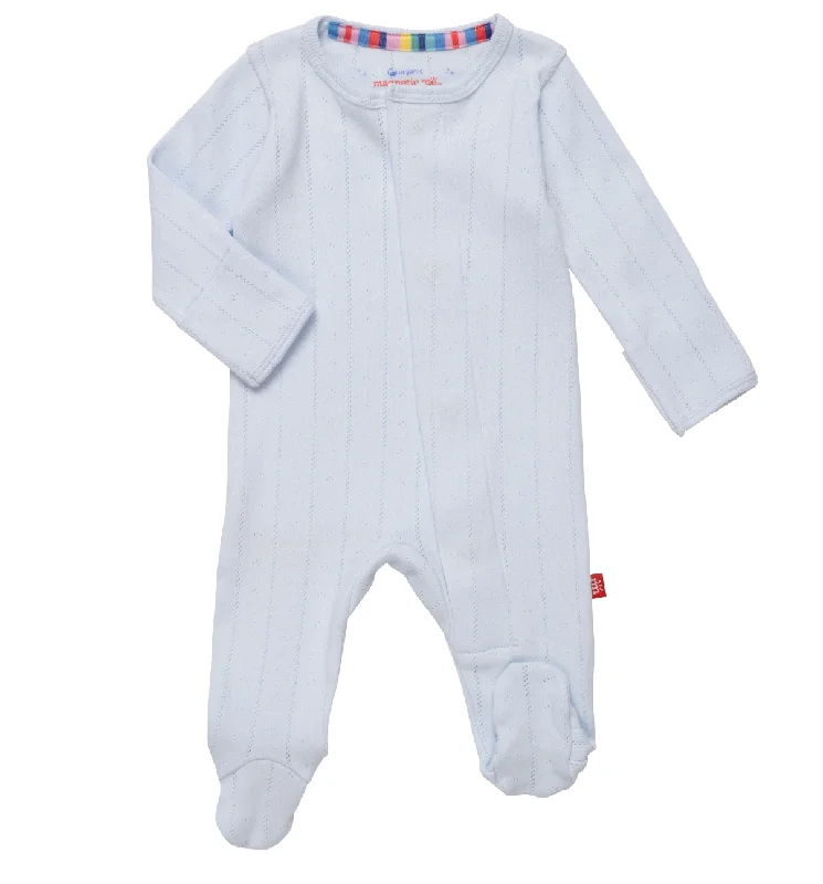 Effortless Elegance Magnetic Me Footie in Blue Pointelle Love Lines