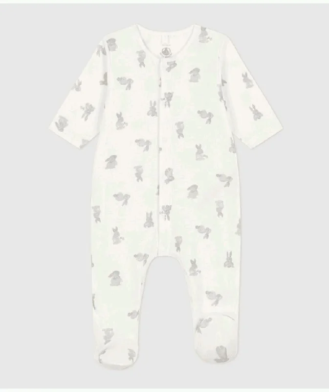 Cozy Pants Petit Bateau Snap Footie in Bunny Print