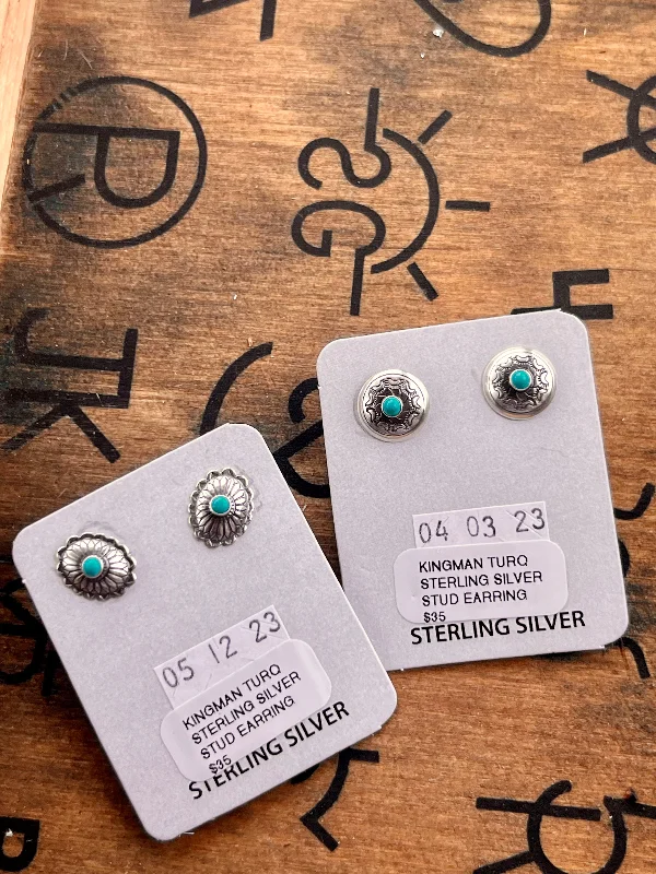 Customized Version Dainty Turquoise Stone Concho Earrings