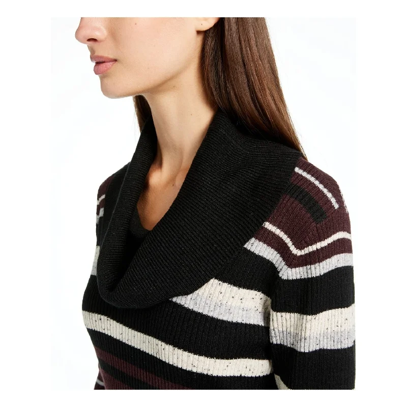 Versatile Wear Bcx Women's Striped Cowl Neck Sweaterdress Black Size Small