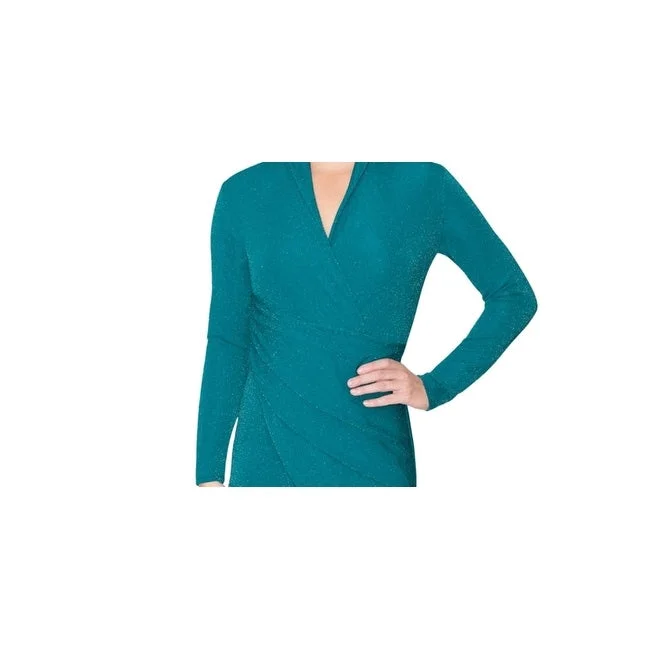Summer Selection Rachel Rachel Roy Women's Faux Wrap Midi Cocktail And Party Dress Green Size Medium
