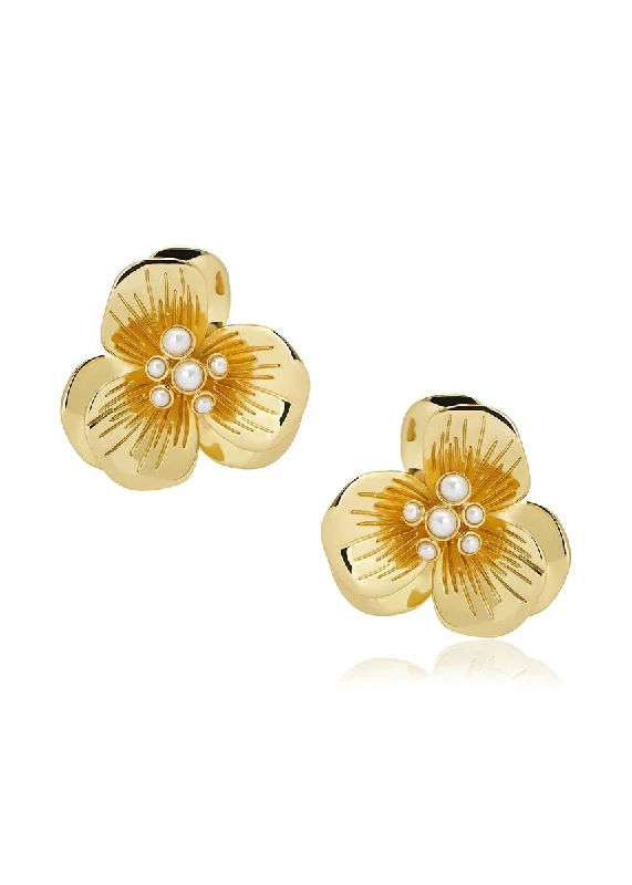 End Of The Year Kira Floral Statement Studs - Gold