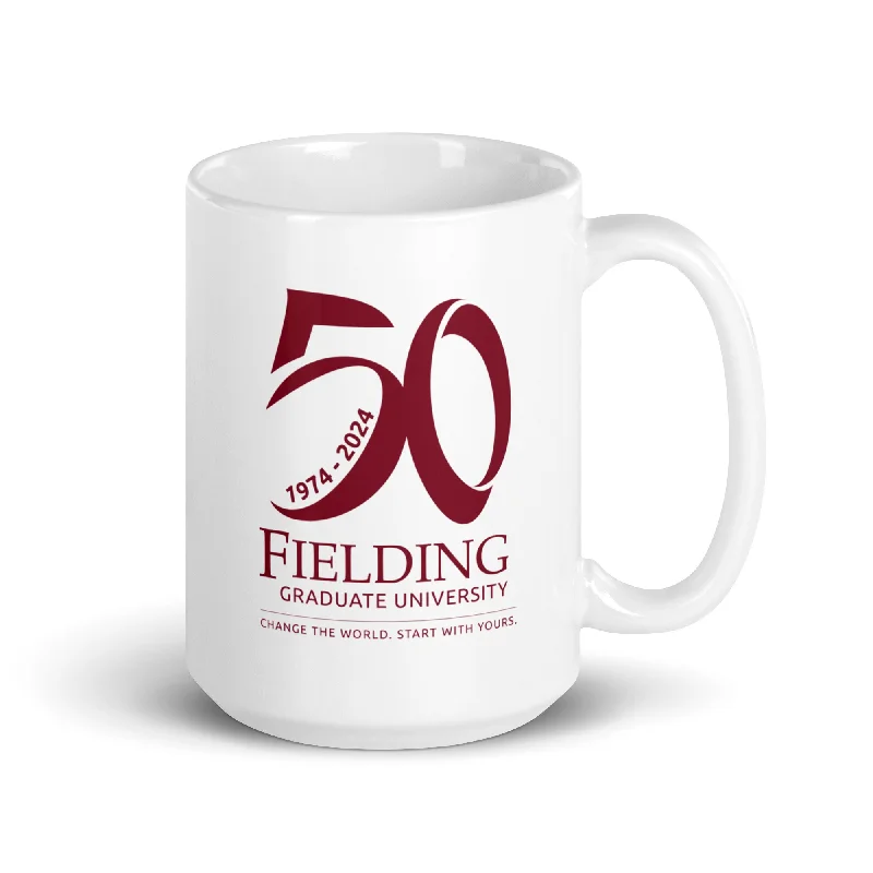 Simple Solid Color Coffee Mug - 15oz White Glossy | 50th Anniversary