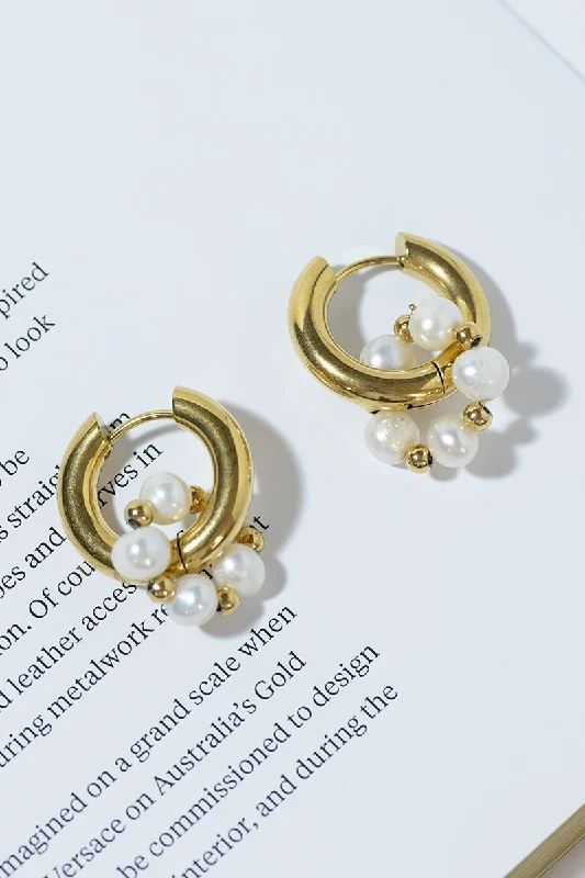 Cool Style GOLD PLATED ROUND PEARLS EARRINGS