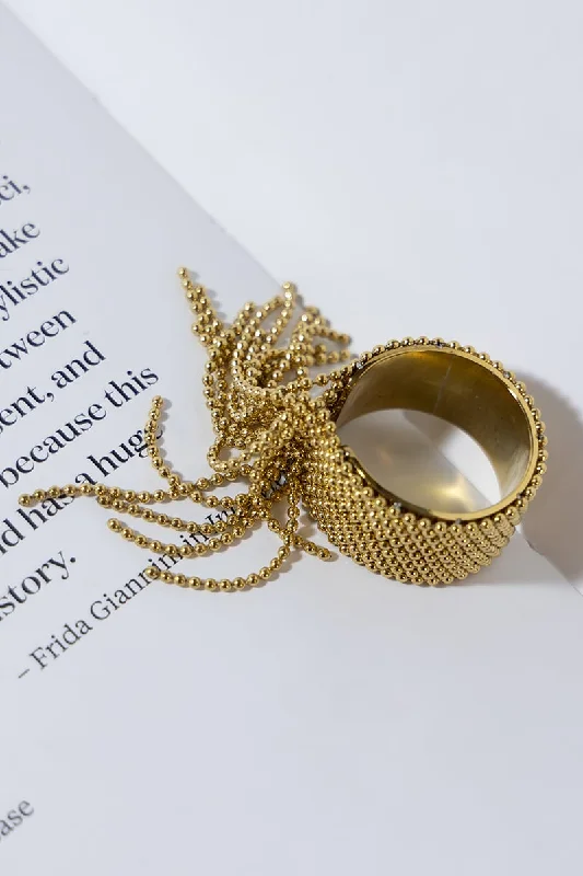 Printed pattern GOLD PLATED TASSEL RING