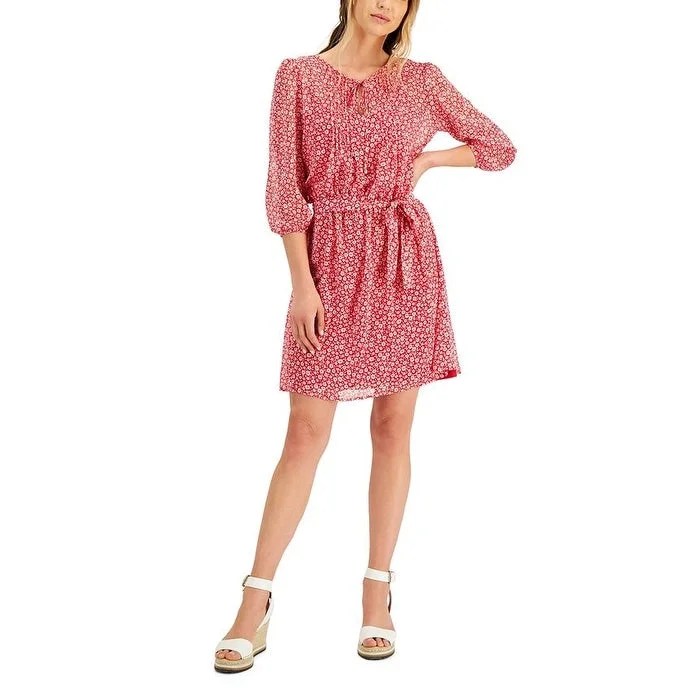 Spiritual Vitality Tommy Hilfiger Women's Tie Waist Pintuck Dress Red Size Xx-Large