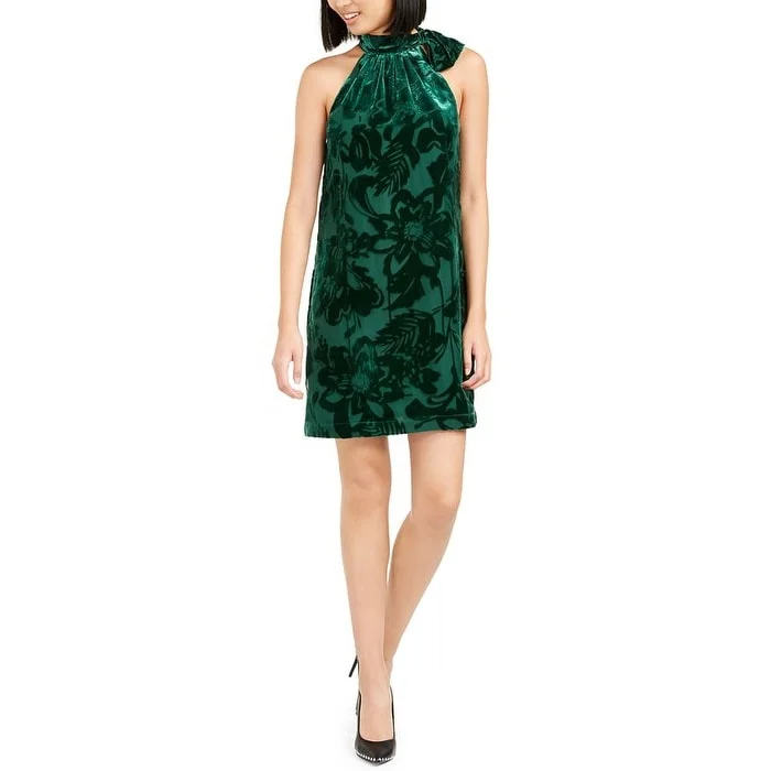 Luxury Temperament Trina Turk Women's Wish Velvet Burnout Shift Dress Green Size Small