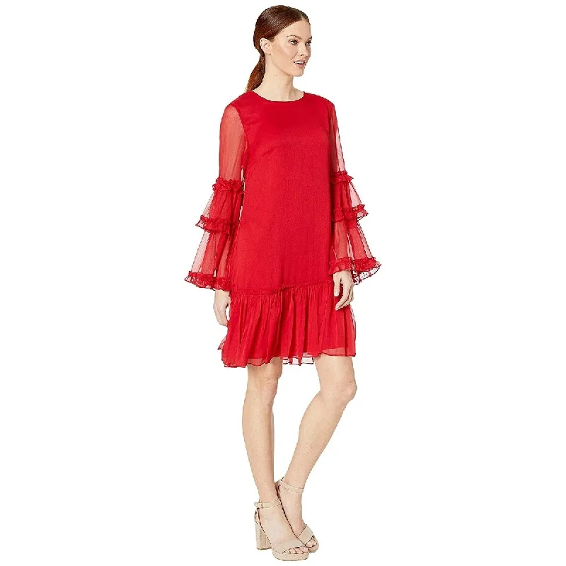 Sports Series CeCe Women's Bell Sleeve Ruffle Dress Red Size X-Small