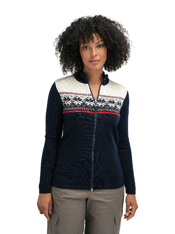 Loose Fit Dale of Norway - Liberg Women's Jacket - Marine/ Off-White/ Raspberry