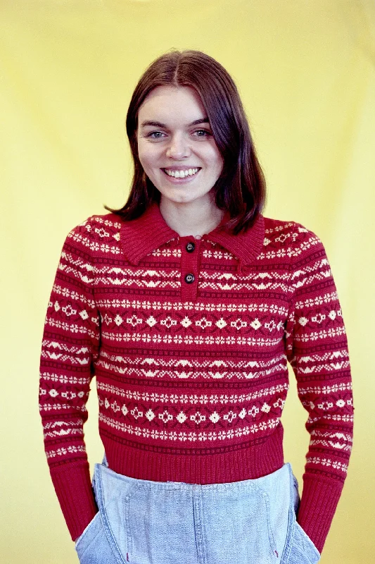 Cozy Fit Norlender - Line Pullover - Red