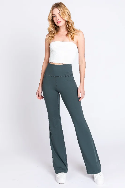 Versatile Items Forest Green Flared Leggings
