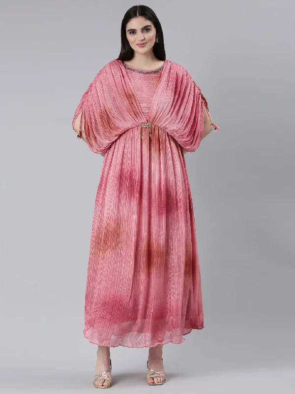 Sweet Girl Neeru's Pink Straight Casual Printed Dress