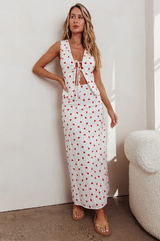 Urban Style Meet Me There Maxi Skirt Hearts White