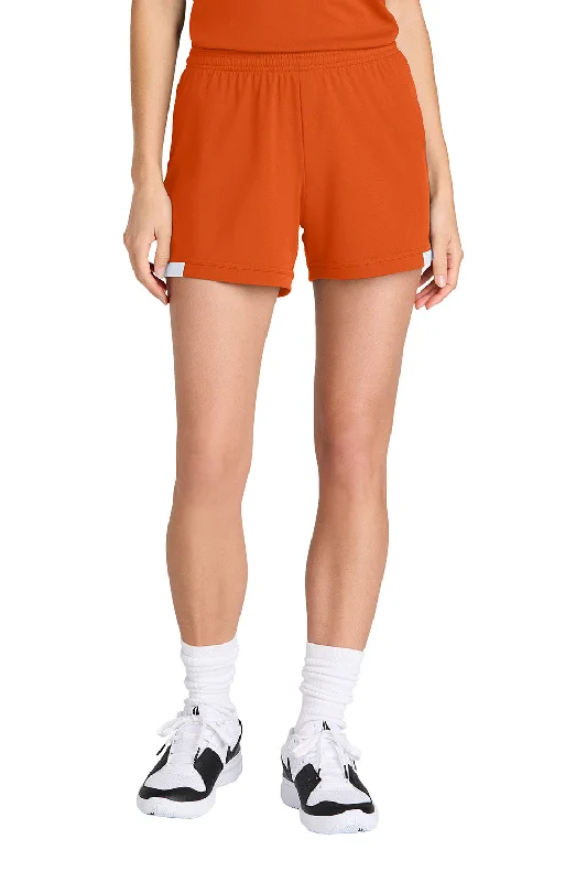 Easy Chic Sport-Tek Womens Club Moisture Wicking Shorts - Deep Orange/White - NEW