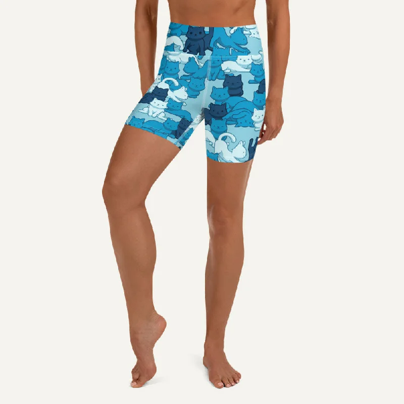 Fashion Elements Cats Camouflage Blue High-Waisted Shorts