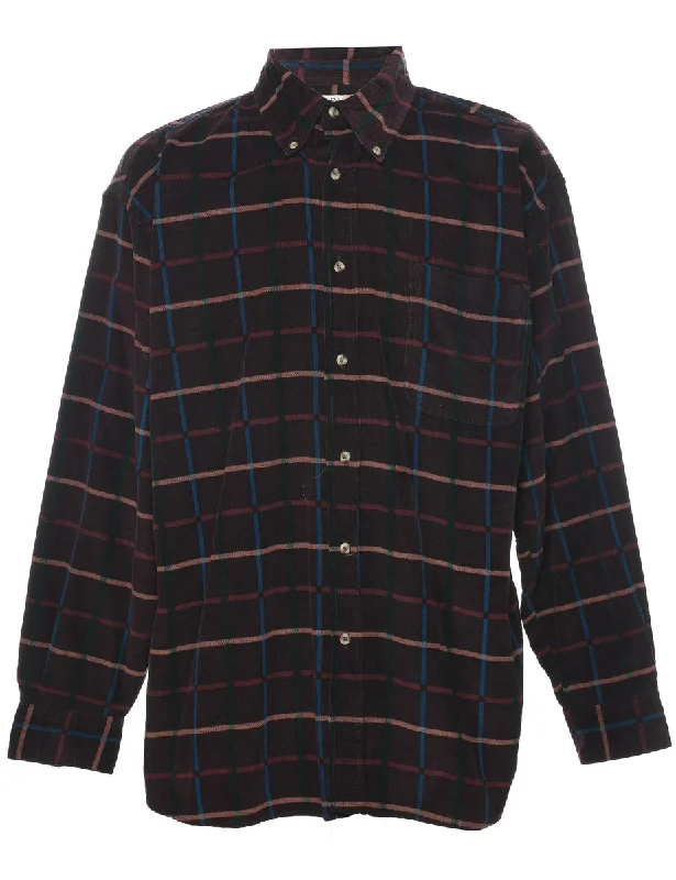 Free And Casual Corduroy Checked Shirt - XL