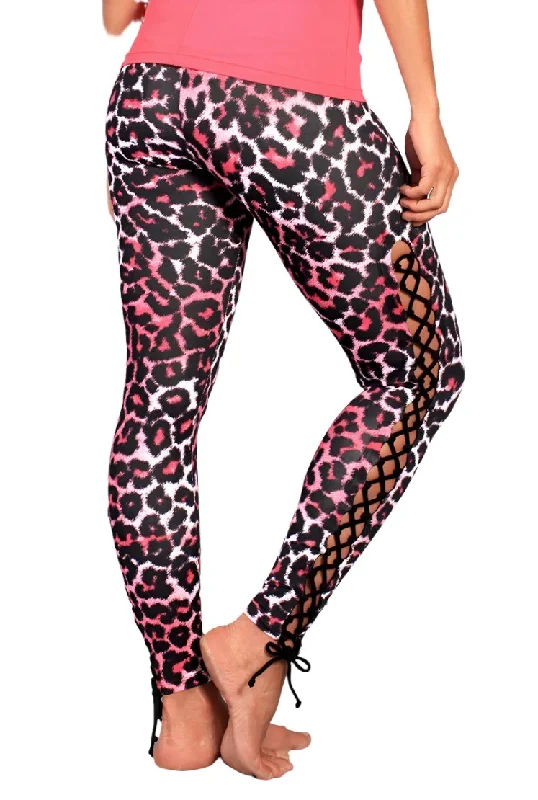 Noble And Elegant Equilibrium Activewear Lace up Legging L763 Pink Panther