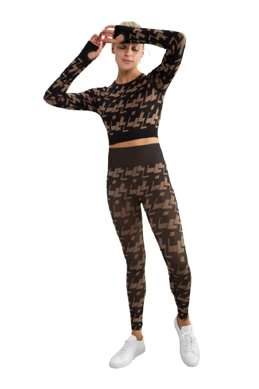 Soft Layers Mono B Seamless Geometric Print Leggings APH-A09101