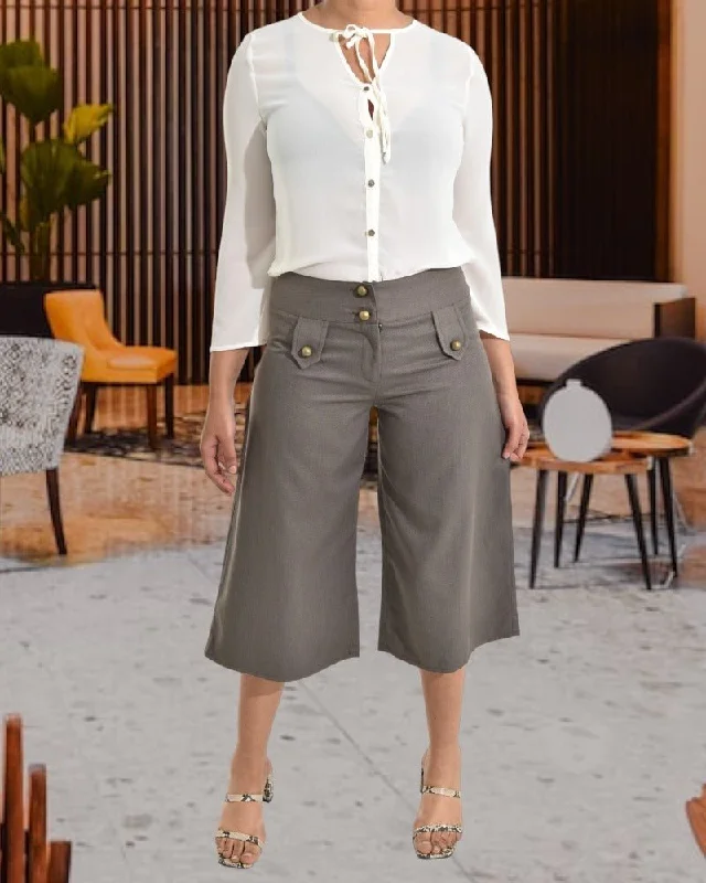 Stunning Fashion Lds Wide Leg Capri Pants