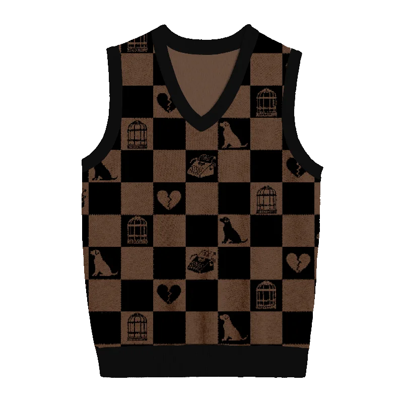 Cozy Outfit Tortured Poets Checkered Knit Vest