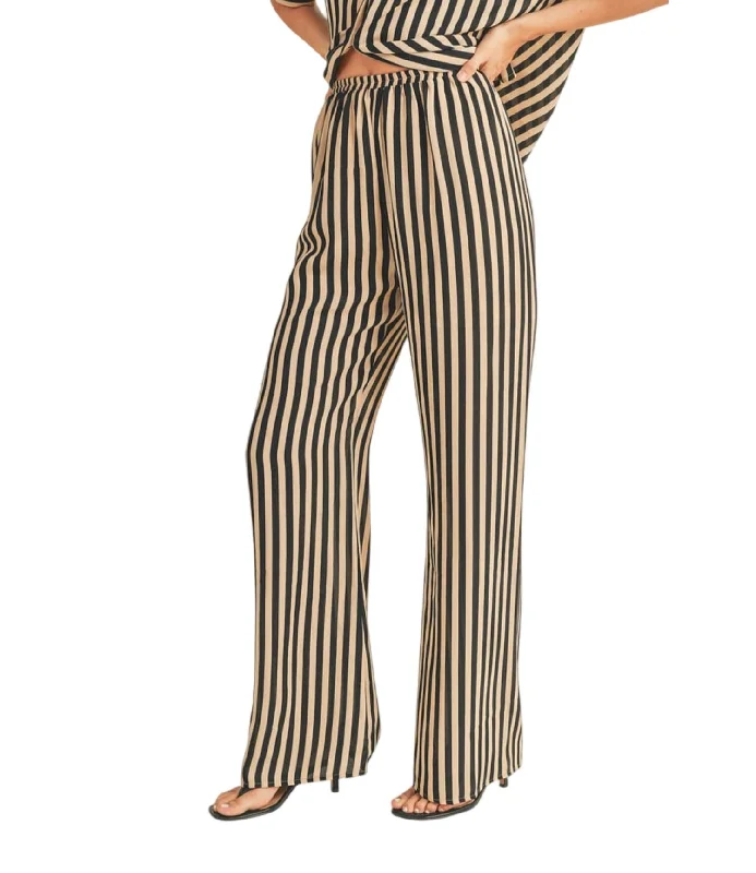All-Day Wear Bias Stripe Print Pant In Black/tan