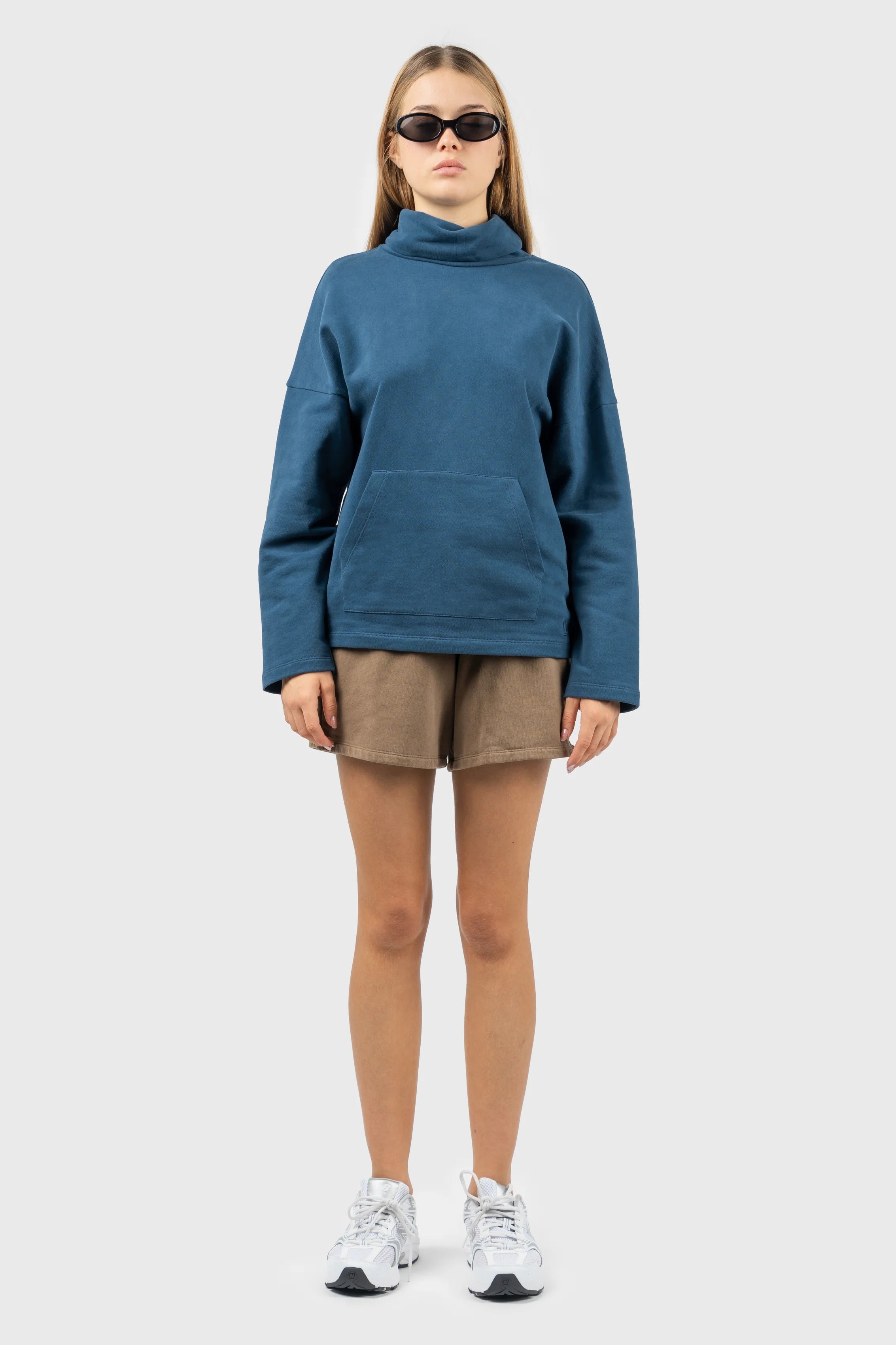Bright Colors Funnel Neck Sweatshirt with dropped shoulder