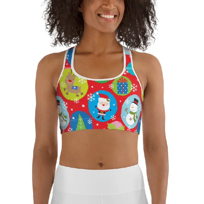 Fashion Must-have Colorful Holiday Joy Sports Bra