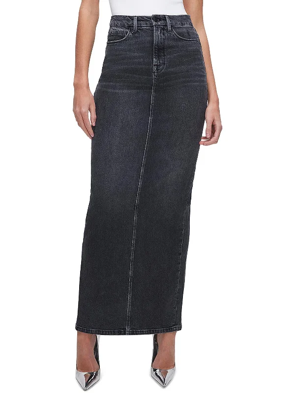 Casual Wear Womens High Rise Denim Maxi Skirt