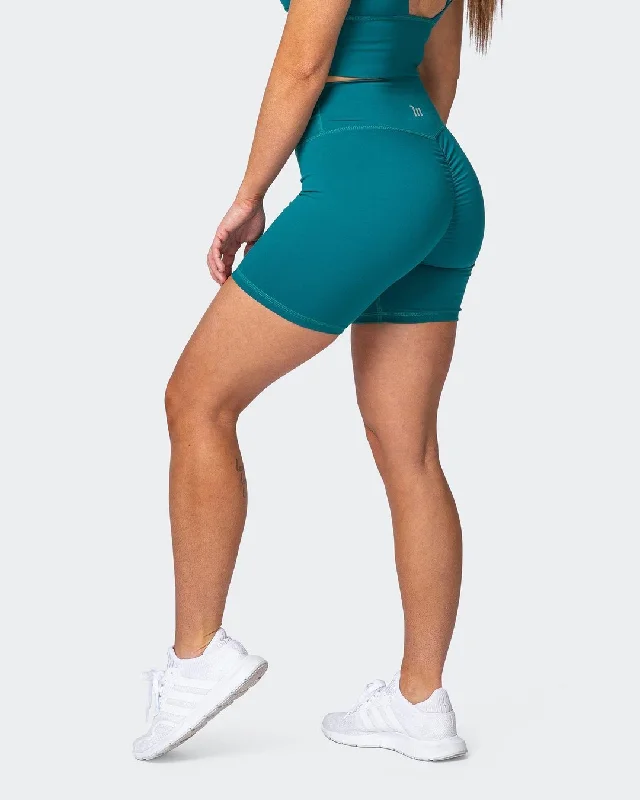 Customized Version Signature Scrunch Bike Shorts - Teal