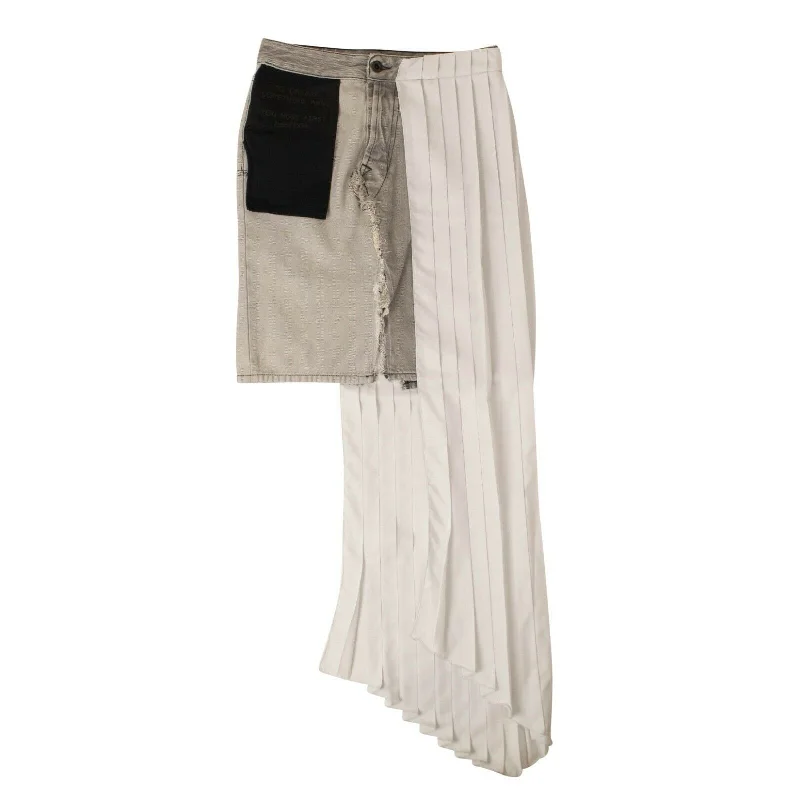 Fresh And Fashionable Unravel Project Denim/Asymmetric Panel Jean Skirt - White