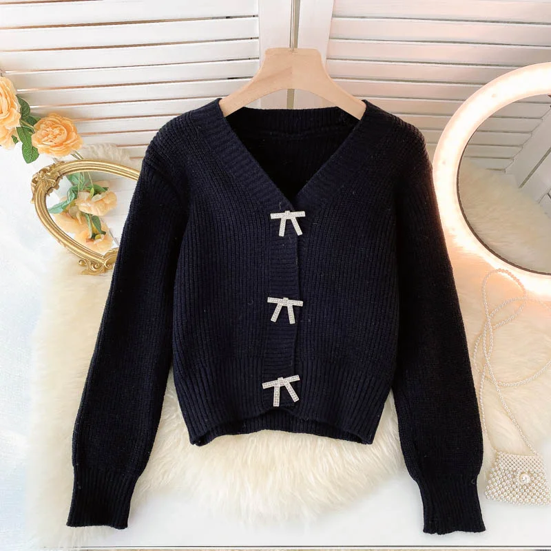Body Design Lovely bow-knot long-sleeved cardigan sweater  009