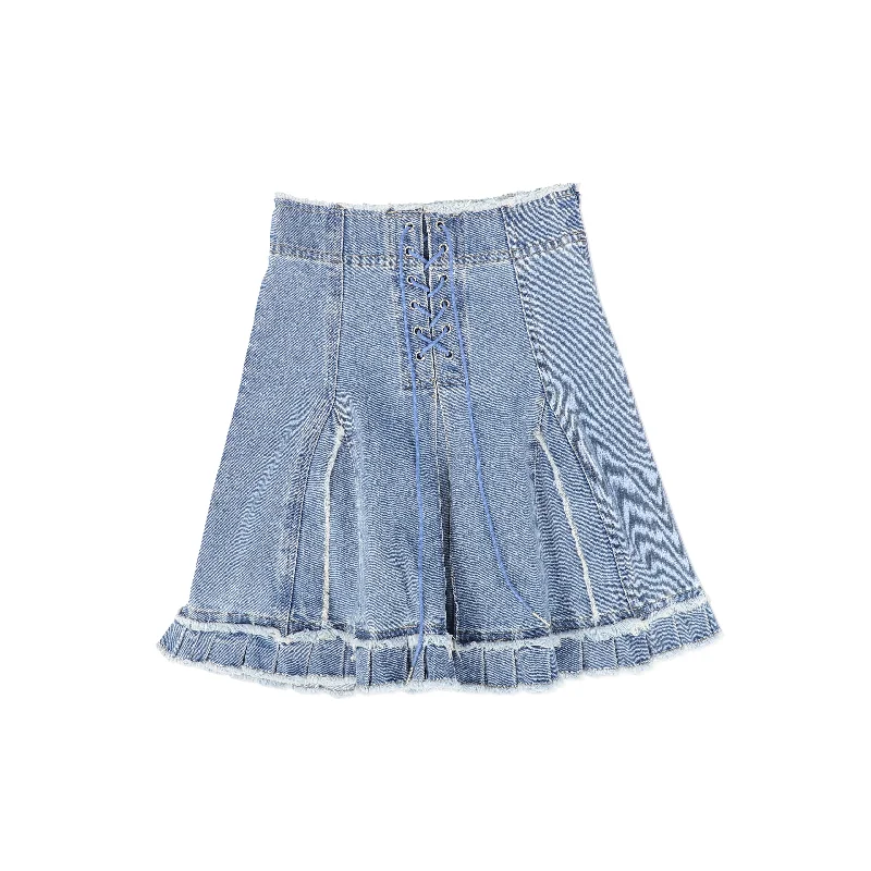 Soft Textures BAMBOO DENIM SHOE LACE TIE SKIRT